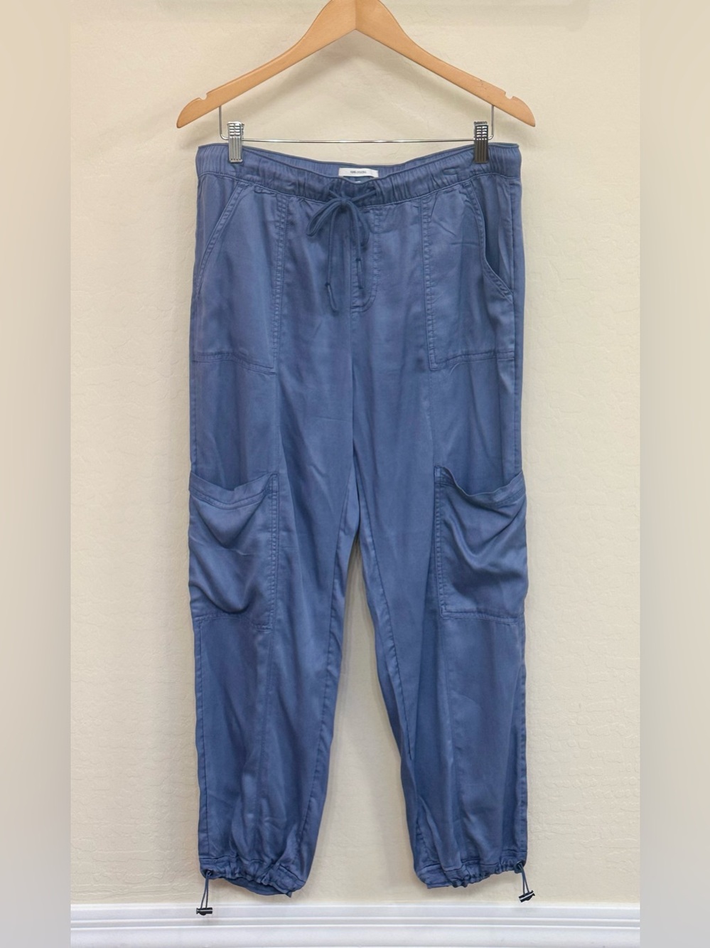 Nicole Miller New York 100% Lyocell Soft Blue Drawstring Cargo Joggers Size L